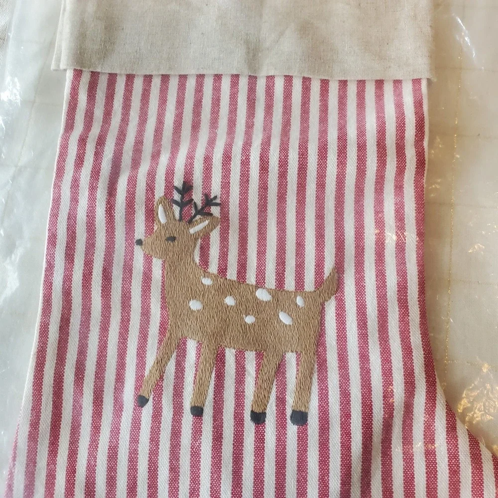 pottery‎ barn Kids reindeer Christmas Stocking Linen Monogram NWT